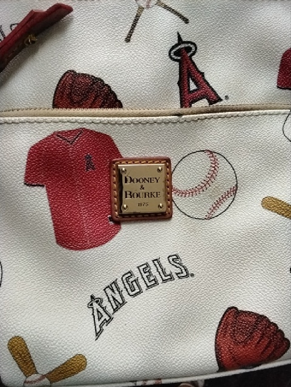 White and Pink Baseball-Print Crossbody Bag - Picture 2 of 4
